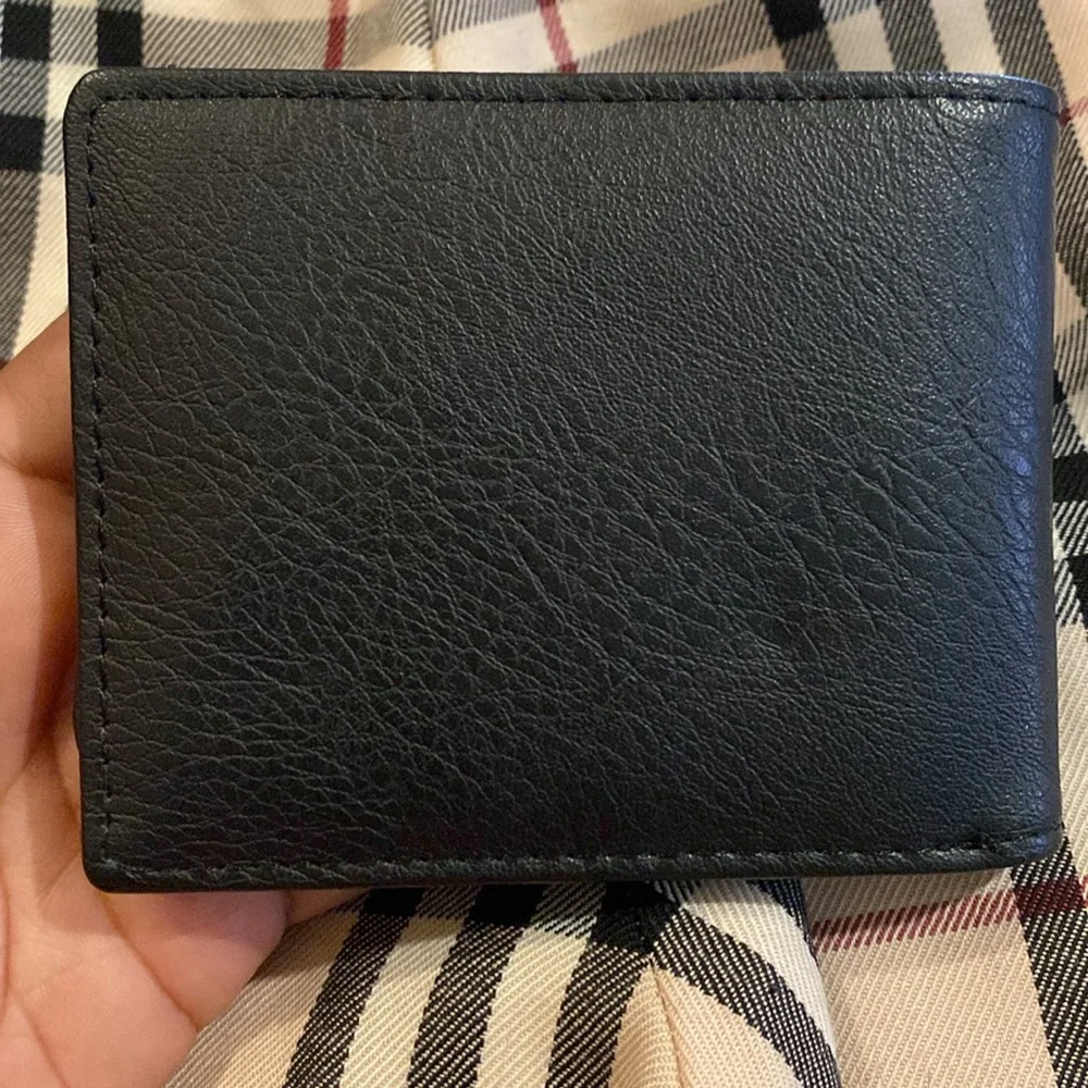 Mens Western Bi Fold Faux Leather Wallet Camo Black